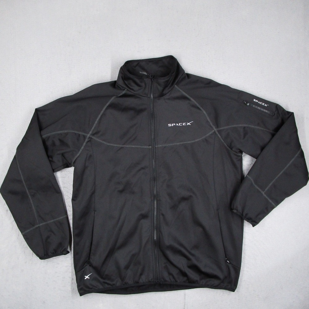 SpaceX Mens Full Zip Track Jacket Black XL Performance Fleece Lined SMU109